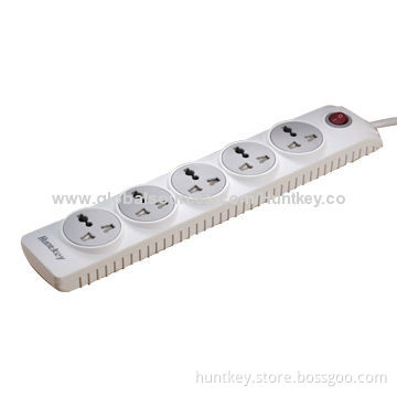 Universal Power Strip with 5 Sockets and Child Protection, One-piece Copper Bar Structural Design